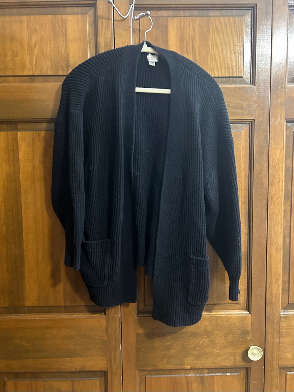 a new day Black Open-Front Ribbed Cardigan